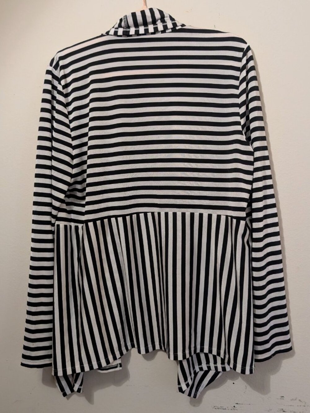 Kasper Black and White Striped Cardigan Open Front Flowing Size XL - Picture 2 of 2